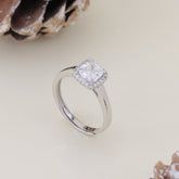 925 Sterling Silver Cushion Cut  Diamond Ring for Women